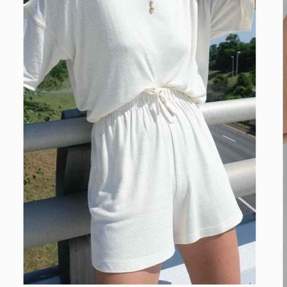 NA NIN “Samantha” raw silk drawstring shorts